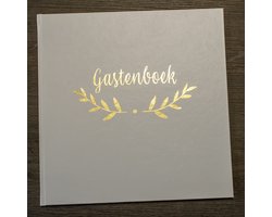 XXL Gastenboek bruiloft met invulvragen - Hardcover - Luxe 30 x 30 cm hardcover met wit kunstlederen omslag met gouden bedrukking - Gastenboek huwelijk - Gastenboek invulboek