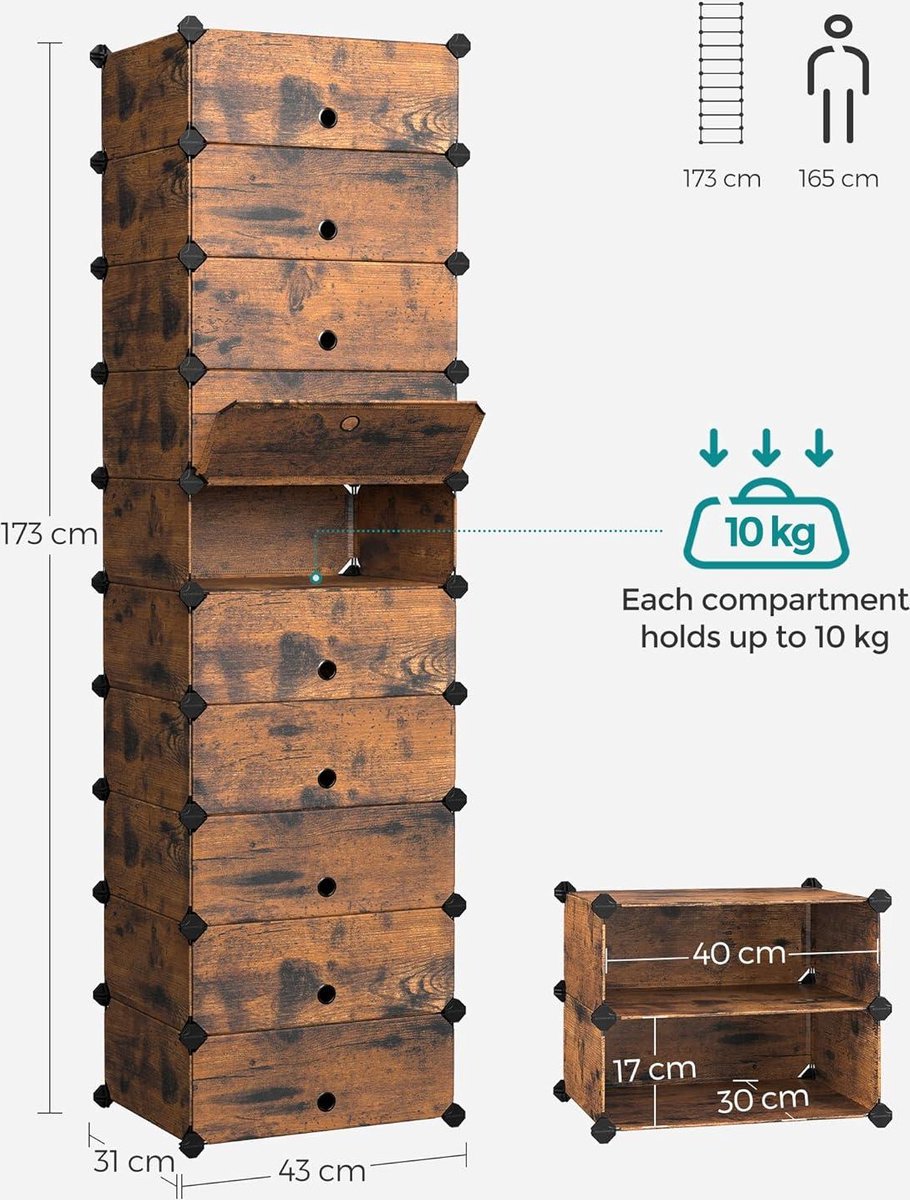SONGMICS schoenenrek met 6 niveaus, kunststof