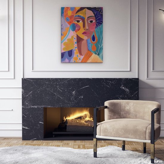 Artaza Peinture sur toile représentant une femme dans un turban coloré – 60 x 80 – Décoration murale – Photo sur toile – Impression sur toile