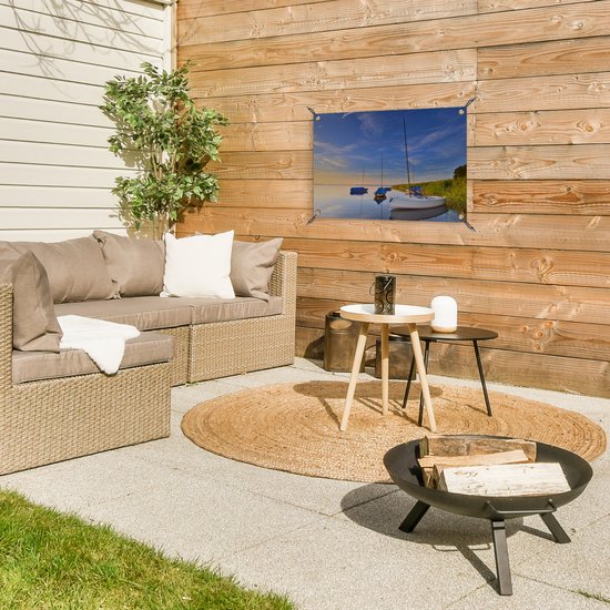 Bateaux au coucher du soleil aux Nederland affiche de jardin toile en vrac 60x40 cm - petit - Toile de jardin / Toile d'extérieur / Peintures pour l'extérieur (décoration de jardin)