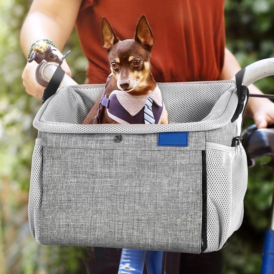 Hondenmand Voor De Fiets - Uitbreidbare Opvouwbare Hondenfietsmand Aan De Voorkant Met 4 Open Deuren 4 Mesh Ramen Reistas Hondenrugzak Voor Kleine En Middelgrote Katten En Honden