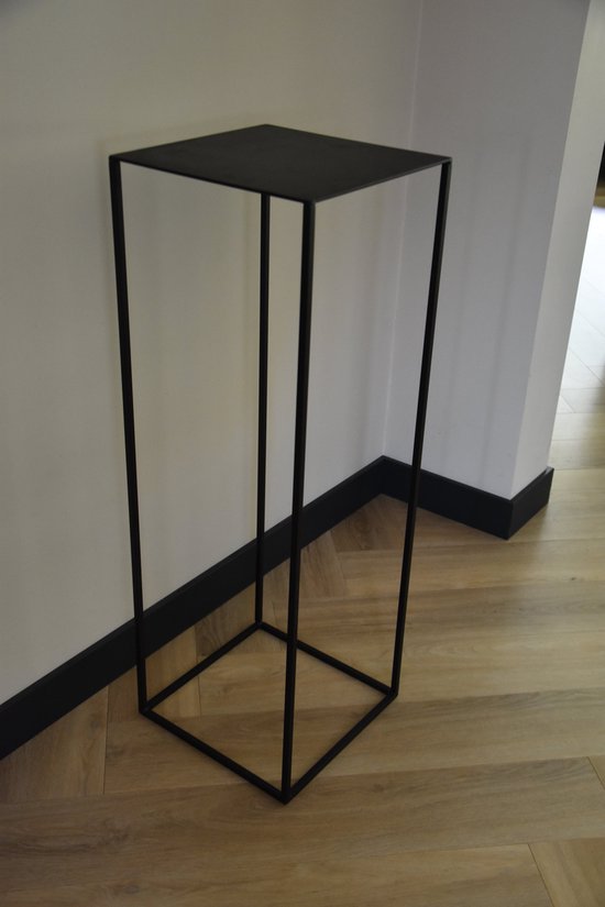 Zuil - 90 cm - metaal - mat zwart - sokkel - plantentafel