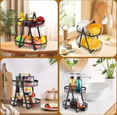 Fuleadture 2-laags Fruitmand Met Bananenhouder, Staande Dagelijkse Keuken Moderne Fruitschaal Praktische Fruitschaal Groentemand Van Metaal Zilver Fuleadture 2-laags Fruitmand Met Bananenhouder, Staande Dagelijkse Keuken Moderne Fruitschaal Praktische Fruitschaal Groentemand Van Metaal Zilver