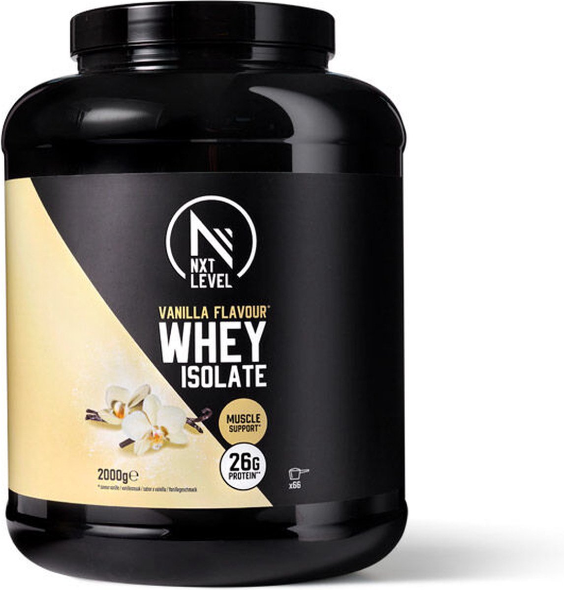 NXT Level® Whey Isolate Powder - Protein met BCAA - Proteïne Poeder - Eiwitten - Eiwit Poeder - Laag in Suiker & Lactose - 66 Eiwitshakes - Vanille 2kg
