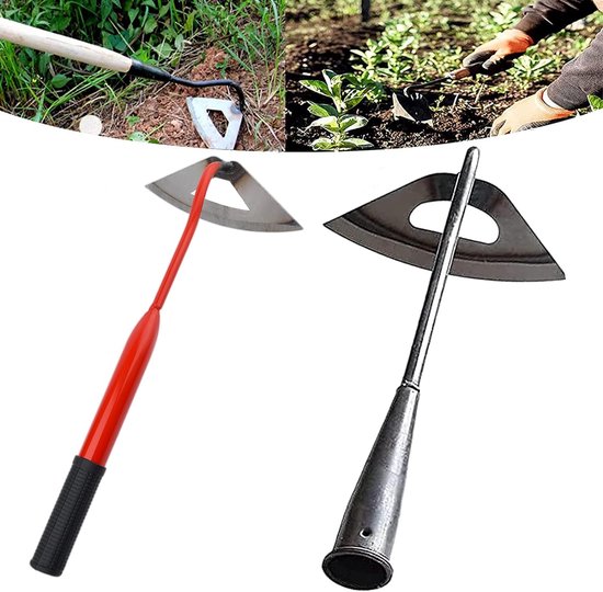 Tuinhak met steel, handheld volledig stalen geharde holle hak, tuinhulp