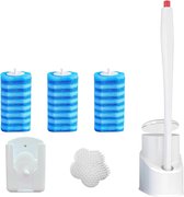 Wegwerp Toiletborstel met Houder - Toiletreinigingssysteem met 24 Reservekoppen - 2 Siliconen Borstelkoppen toilet brush with holder
