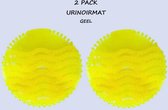 Urinoir Matten - Urine Mat - 2 Pack Geel - Anti spat mat WC - Toilet Mat - Duo verpakking - Frisse geur - Anti Splash Mat - Wc Rooster - Urinoir Rooster