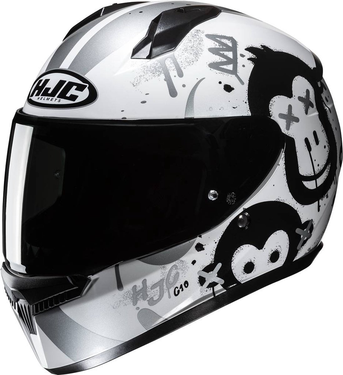HJC C10 Geti Black White XXXS - Maat XXXS - Helm
