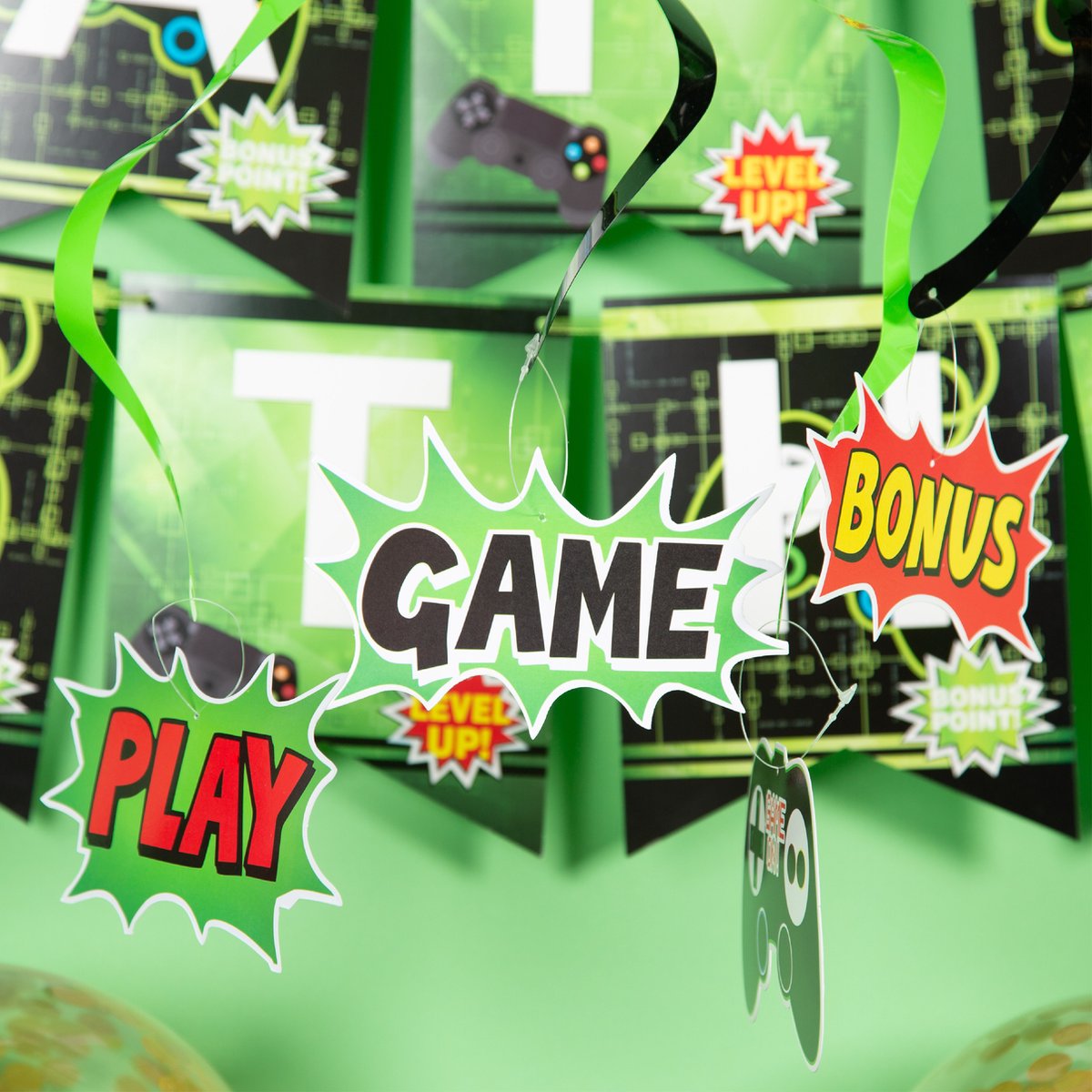 Fissaly 100 Stuks Video Game Verjaardag Versiering Set met Ballonnen - Groen — afbeelding 7