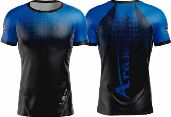 T-shirt Arawaza | Dry-Fit | Zwart / Blauw (Maat: XXS)