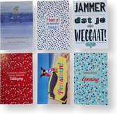 Cards & Crafts 6 Luxe Werk wenskaarten Set - Nieuwe Baan / Zaak / Jubileum / Pensioen - 17x12cm - Gevouwen kaart met envelop