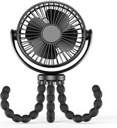 Mini Ventilator - Hand Ventilator - Draagbare Ventilator - Kinderwagen ventilator - Multifunctioneel - Opvouwbaar - Zwart