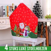 Allernieuwste ® 4 Pièces Housses de siège de Chaise de Noël Père Noël et Bonhomme de Neige - Décoration de Chaise de Chapeau de Père Noël - Housse de Décoration de Chaise de Dîner de Noël - Housse de Dossier Housse de Chaise - 60x50cm Rouge Wit