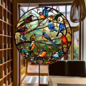 Accroche-fenêtre Décoration de fenêtre Oiseau Splendeur Vogels tropicaux - Attrape-soleil rond coloré en Acryl avec chaîne - Attrape-soleil rond modèle 15 cm