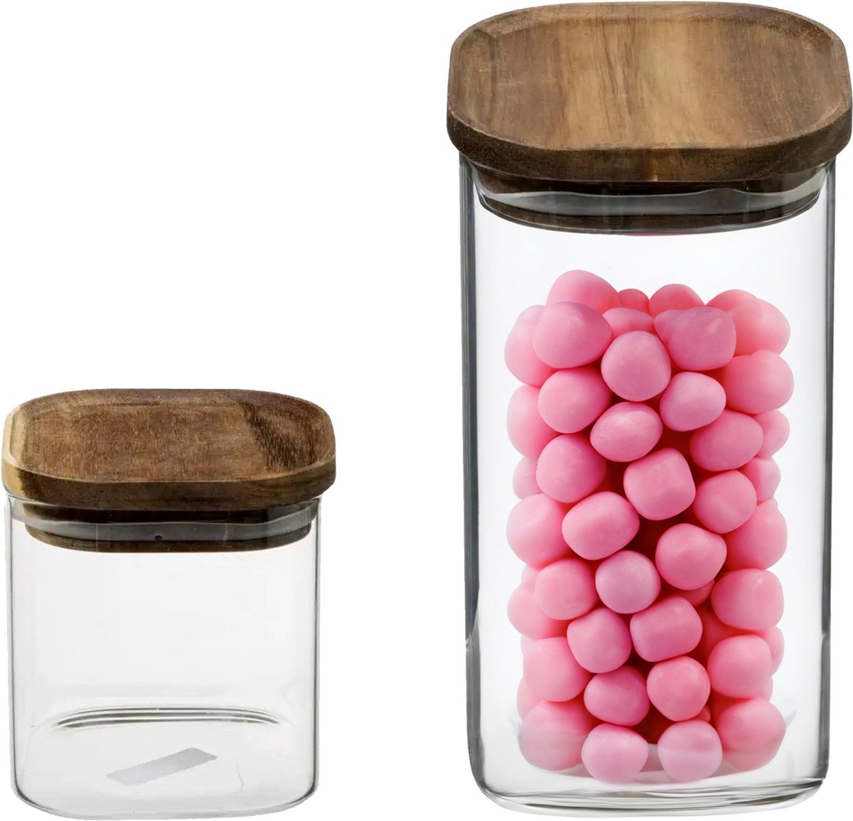Secret de Gourmet - Keuken voorraadbussen/potten glas/hout set 6x stuk