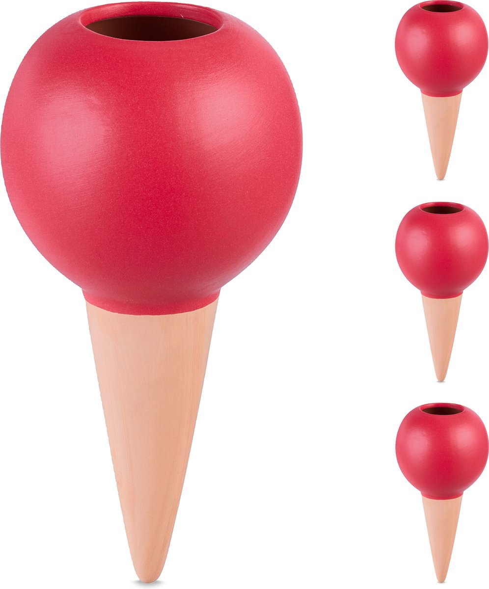 waterdruppelaar keramiek - set van 4 - kamer- en balkonplanten - 1,5 l fles - terracotta-rood