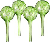 Relaxdays waterdruppelaar glas - set van 4 - 15x6cm - waterbol kamerplant - druppelsysteem - groen
