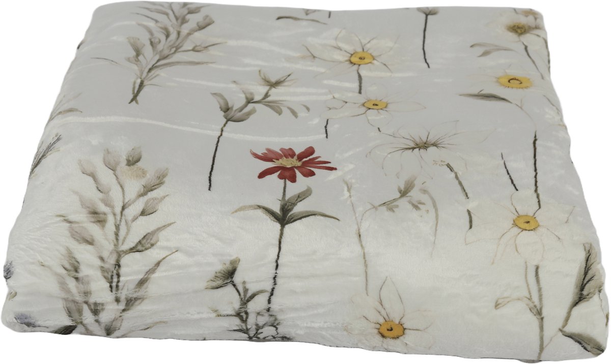 Snoezelkont Gekleurde Bloemen - XXL Fleece Deken - 300x300 cm - Levendige Bloemenprint - Warm en Uitnodigend