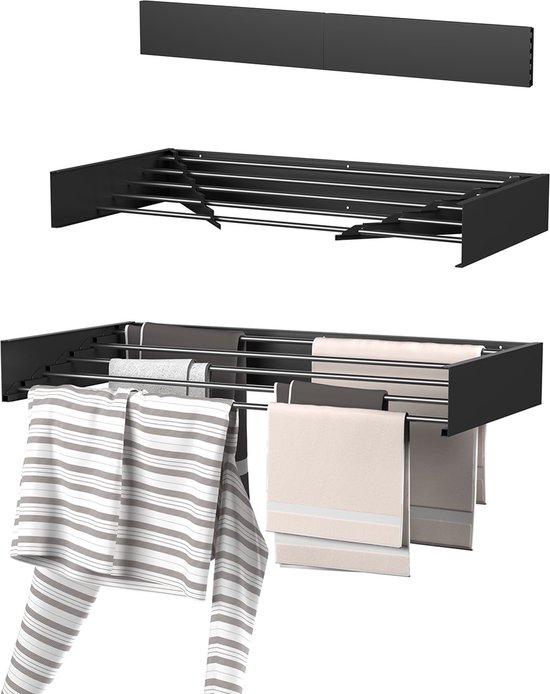 Wasophoogte® Wanddroogrek - Wandmontage Droogrek - Inklapbaar - Muurdroogrek - Wasrek hangend - 80cm - 4m Drooglengte