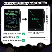 LCD Schrijftablet voor Kinderen - 8,5 Inch Kinderen Tekenbord Toverbord Tekentablet Schrijfblok - Verjaardagsspeelgoed 3 4 5 6 7 8 Jaar Peuter Jongens Meisjes, Herbruikbaar Wisbaar | Zwart