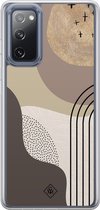 Casimoda® hoesje - Geschikt voor Samsung Galaxy S20 FE - Abstract Almond - 2-in-1 case - Schokbestendig - Geometrisch patroon - Verhoogde randen - Bruin/beige, Transparant