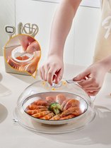 Magnetron-spetterdeksel voor voedsel, doorzichtige magnetron-spatbeschermer deksel met handvat, BPA-vrij, zacht plastic