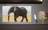 Inductieplaat Beschermer - Afrikaanse Olifant - 90x52 cm - 2 mm Dik - Inductie Beschermer - Bescherming Inductiekookplaat - Kookplaat Beschermer van Wit Vinyl