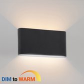 Ledmatters - Wandlamp Zwart - Up & Down - Dimbaar - 5 watt - 550 Lumen - 1800-3000 Kelvin - Dim to Warm - IP65 Buitenverlichting