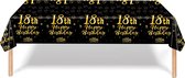 Tafelkleed 18 Jaar Verjaardag Versiering Tafelloper Plastic Tafelzeil Zwart Goud Feest Tafellaken Xl Formaat 137*274cm
