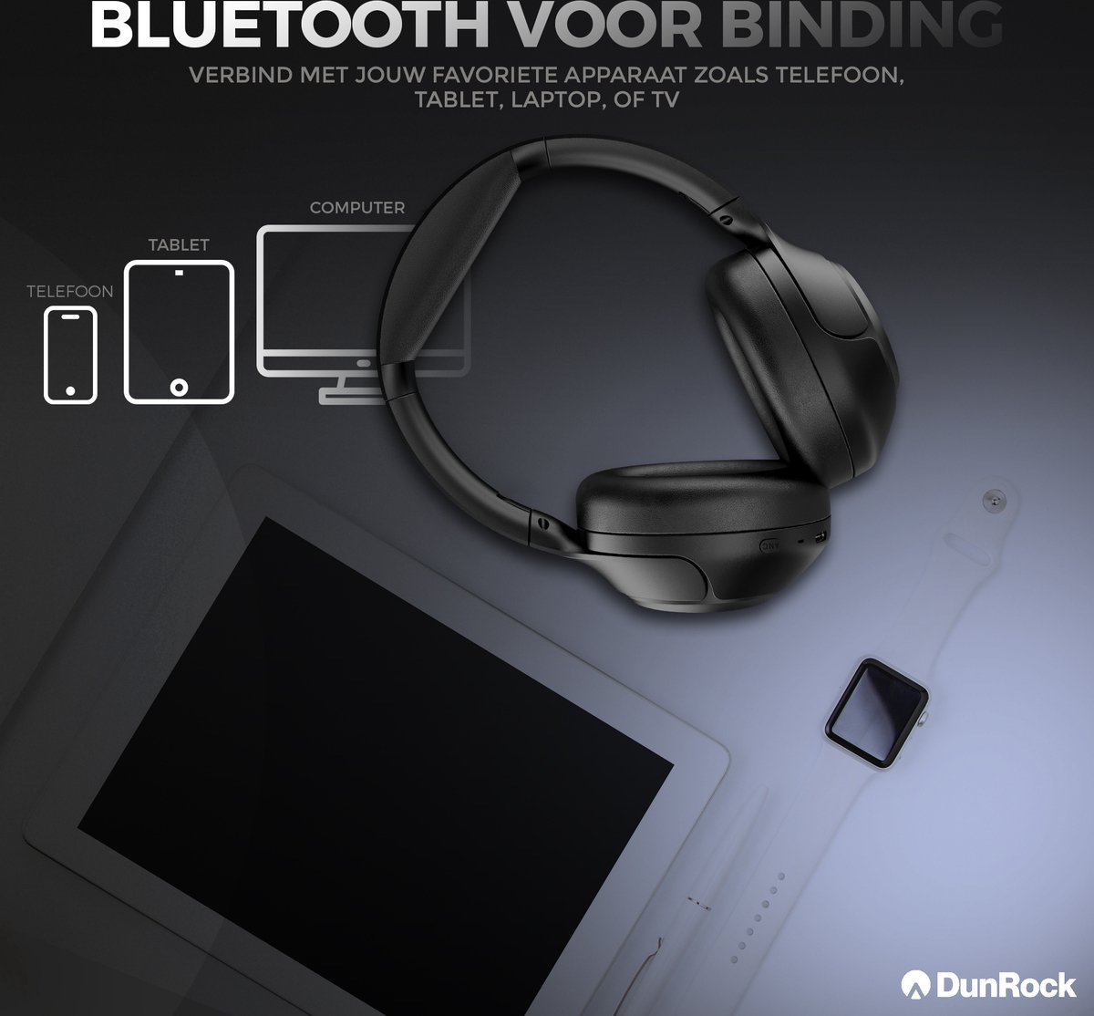DunRock Halo Koptelefoon met ANC Zwart - afbeelding 3