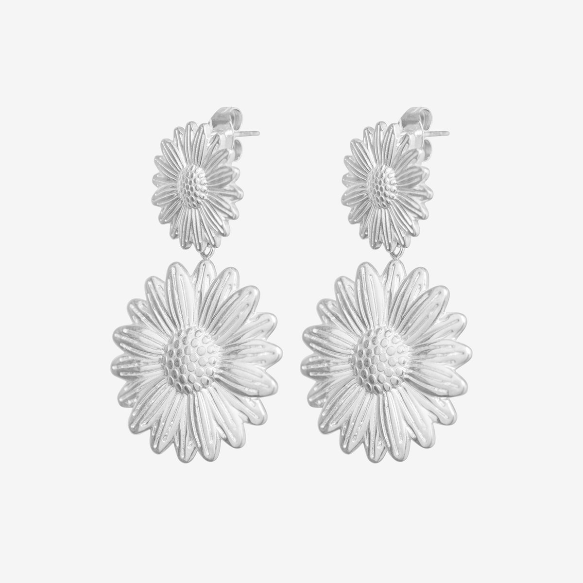 Essenza Large Flower Earrings Silver