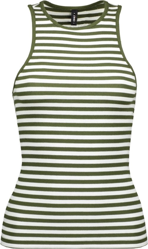Only Top Onlany Life S/l Top Jrs 15294448 Rifle Green/bright White Dames Maat - L