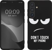kwmobile telefoonhoesje geschikt voor Samsung Galaxy S24 - Hoesje voor smartphone in wit / zwart - Backcover van TPU - Don't Touch My Phone design