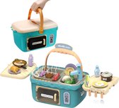 GoudenGracht Keuken Speelgoed - Picknick Mand - Speelgoed winkel - Speelgoed Keuken - Speelgoed Eten - Blauw