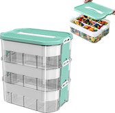 Opbergdoos voor kinderen met deksel, 3 niveaus, bouwstenen, boxen, opbergdoos, speelgoedkist, sorteerbox voor Lego, kinderbox, stapelboxen (groen)