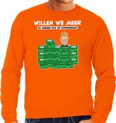 Bellatio Decorations Koningsdag sweater heren - meer of minder - bier/pils - oranje - feestkleding XL