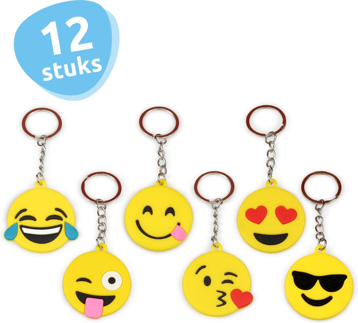 Isa's Friends® - Uitdeelcadeaus Sleutelhangers Smileys - 12 stuks - Traktatie - Uitdeelcadeautjes voor Kinderen