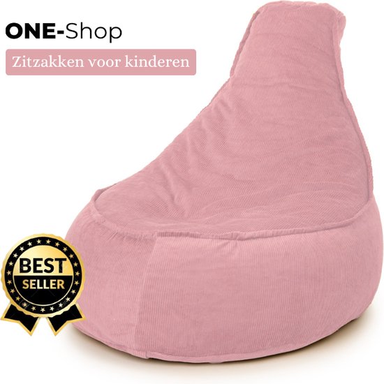 ONE-Shop - Wonen - Roze Zitzak voor Kinderen in Stoelvorm - Ribstof - Curduroy - 60x80cm - 100 Liter - Hoge Kwaliteit - Comfortabel en Stijlvol - Nu slechts €64.99!
