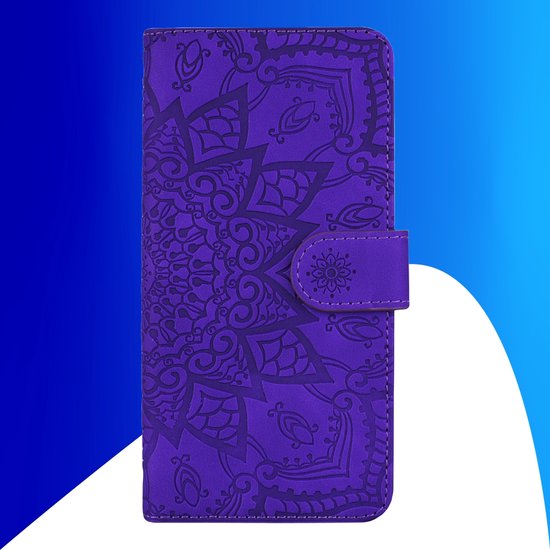 Étui adapté pour Samsung Galaxy A35 - Bookcase - Porte carte - Portefeuille - Motif Mandala - Simili cuir - Violet