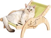 Bastix - Kattenbed, verhoogde kattenbedbank van hout, modieuze kattenstoel met afneembare matrashoes, draagvermogen 10 kg (35x48cm), geschikt voor katten, honden, konijnen, kittens en kleine dieren