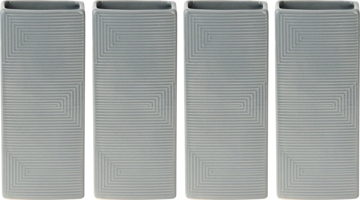 Waterverdamper radiator - 4x - grijs - met relief - kunststeen - 18 cm - luchtbevochtiger