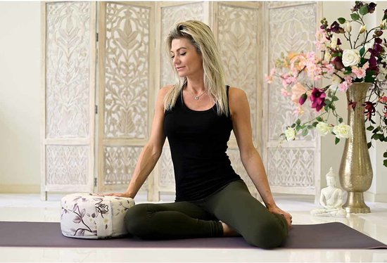 Rond Meditatiekussen - Field Flowers - Katoen - ⌀30cm - 15cm van Yogi & Yogini — afbeelding 3