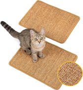 Krasmat kattenwand, natuurlijk sisal krabtapijt voor katten, kattenvloer, krabmat, hoeken, krasbescherming voor banken en banken (XS, 40 x 30 cm)