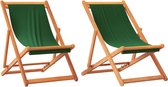 vidaXL - Strandstoelen - 2 - st - inklapbaar - stof - groen