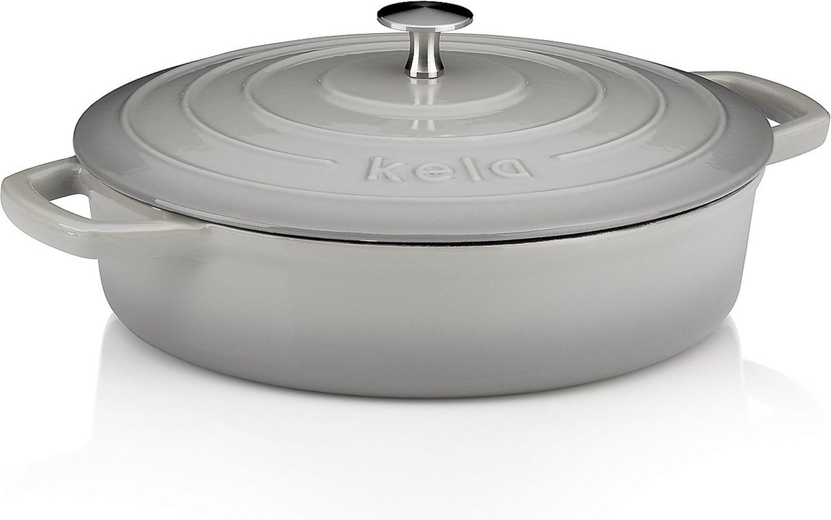 Braadpan, Gietijzer, Laag, Grijs, 28 cm - Kela | Calido