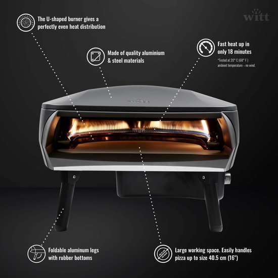 Foto: Witt etna fermo graphite danish design pizza oven gas 500 graden in ca 18 minuten