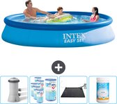 Intex Rond Opblaasbaar Easy Set Zwembad - 366 x 76 cm - Blauw - Inclusief Pomp Filters - Solar Mat - Chloor