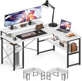 SHOP YOLO-hoekbureau -opbergplanken-bureau L-vorm-137 x 102 x 76 cm-met CPU-standaard-omkeerbare computertafel met verstelbare lange monitorstandaard