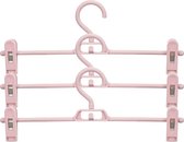 Kipit - broeken/rokken kledinghangers - set 8x stuks - roze - 32 cm - Kledingkast hangers/kleerhangers/broekhangers