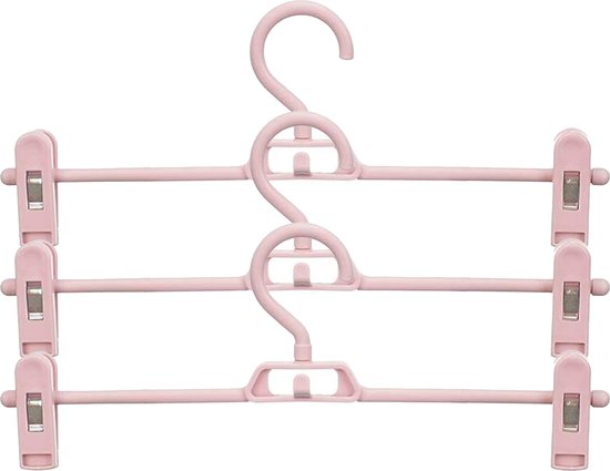 Kipit - broeken/rokken kledinghangers - set 8x stuks - roze - 32 cm - Kledingkast hangers/kleerhangers/broekhangers